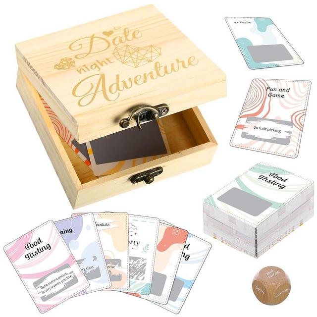 Pajean 100 Date Night Cards for Couples Anniversary Wood Gift Date Night Adventure Games Wedding Anniversary Engagement Date Night Gifts Box for Christmas Boyfriend Girlfriend Wife Husband Gift