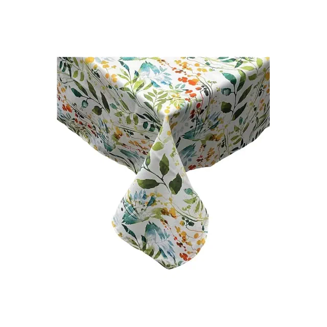 KOVOT Tablecloth Floral 60" x 84" Table Cover for Indoor or Outdoor Summer Spring Fall Flower Design Rectangle Oblong Tablecloth - Green Leaves