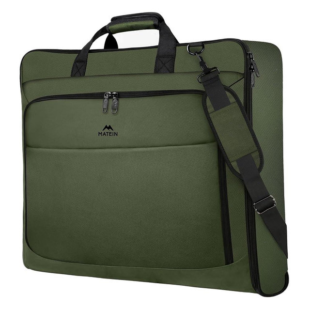 MATEIN Travel Garment Bag, Large Convertible Carry On Suit Bag with Adjustable Shoulder Strap, Waterproof 2 in 1 Hanging Luggage for Men Women, Foldable suitcase for Business Trips, Green