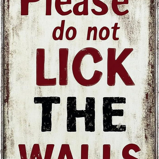 FWBOYSV Vintage Tin PLEASE DO NOT LICK THE WALLS Sign Retro Metal Sign,Suitable for home, street, shop, garage, bar, farm, garden - multi-purpose metal sign for indoor/outdoor use Plaque 8x12 Inch