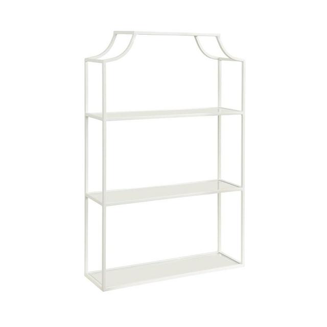 Kate and Laurel Ciel Three-Tiered Wall Shelf, 21 x 30, White, Decorative Floating Shelf Storage and Wall Organizer for Over Toilet Storage Bathroom Display