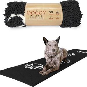 My Doggy Place Microfiber Dog Mat for Muddy Paws, 8' x 2' Charcoal with Paw Print - Non-Slip, Absorbent and Quick-Drying Dog Paw Cleaning Mat, Washer and Dryer Safe - Hallway Runner