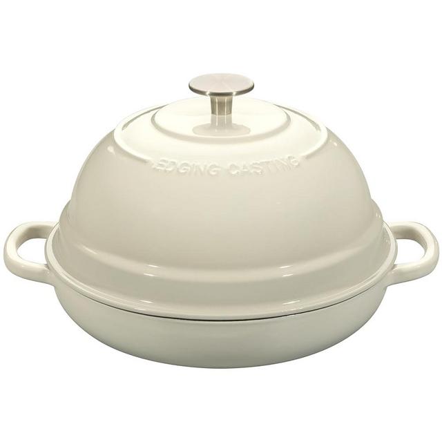 EDGING CASTING Enameled Cast Iron Dutch Oven Pot with Lid, Round Bread Oven for Homemade Sourdough Bread Baking, 6 Quart, White