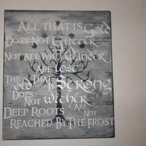 Lord of the Rings Home Decor / Sign – Tree of Gondor Wall Hanging with Quote – "Not All Those Who Wander Are Lost" poem –  LOTR Decor