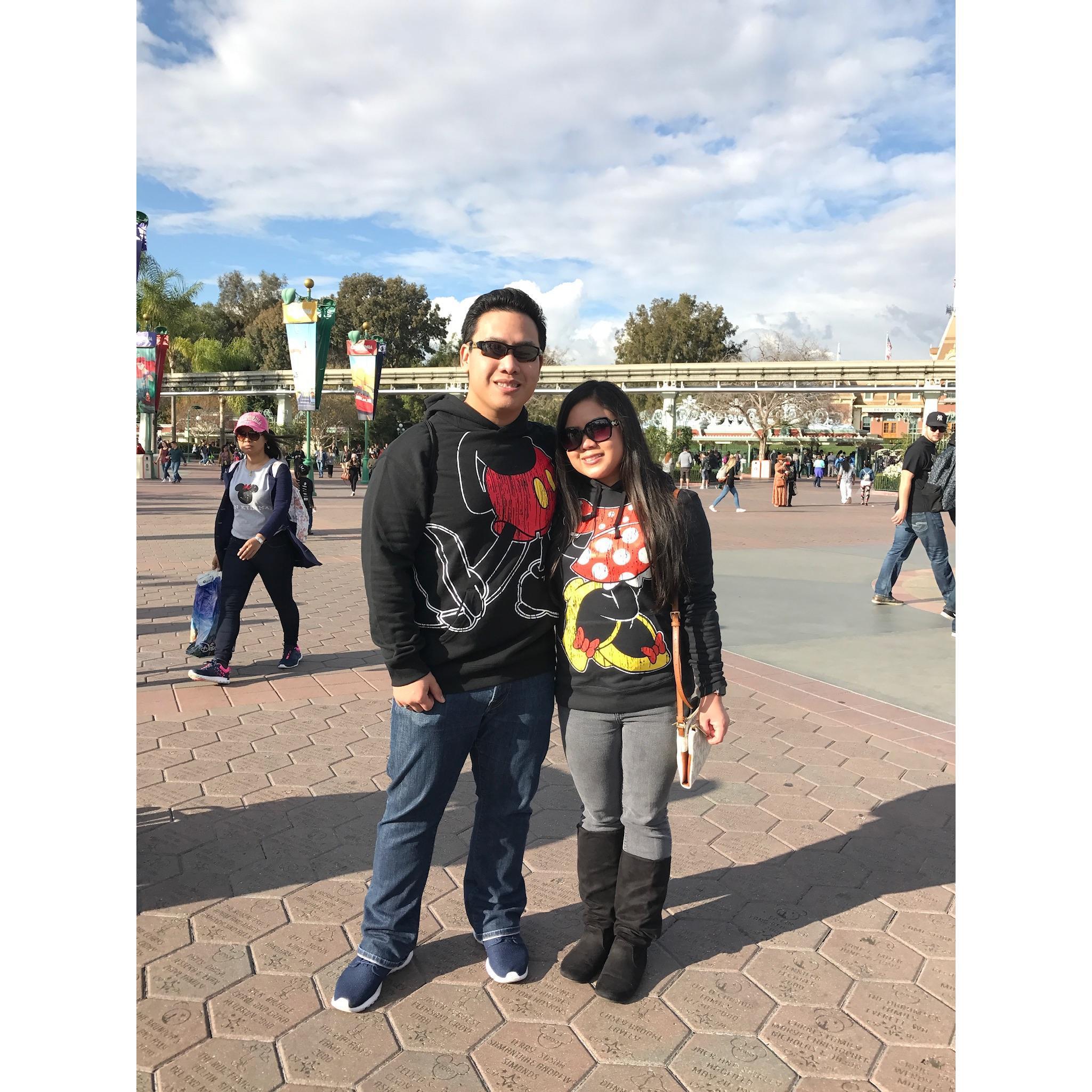 At Disneyland with our matching hoodies