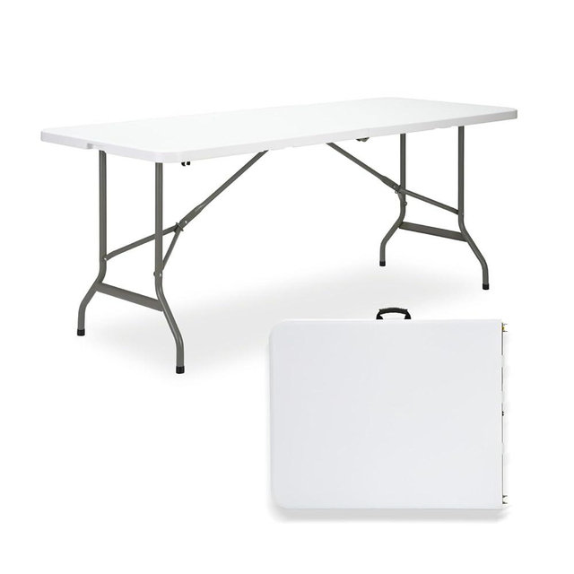 Folding Table 6ft, Heavy-Duty 500lbs Weight Capacity Foldable Table with HDPE Top & Steel Legs, Portable 6 Foot Picnic Table for Indoor Outdoor Parties, Camping, Event