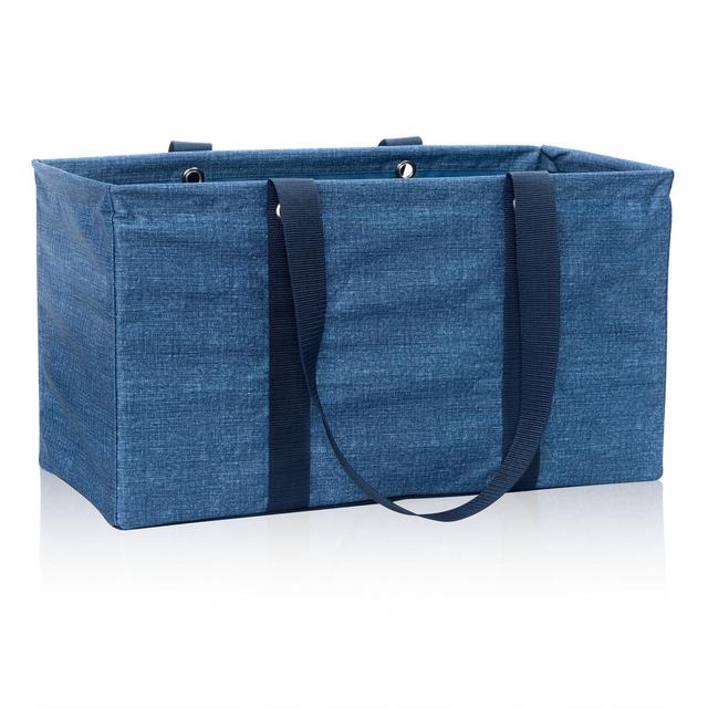 Large Utility Tote - Blue Crosshatch