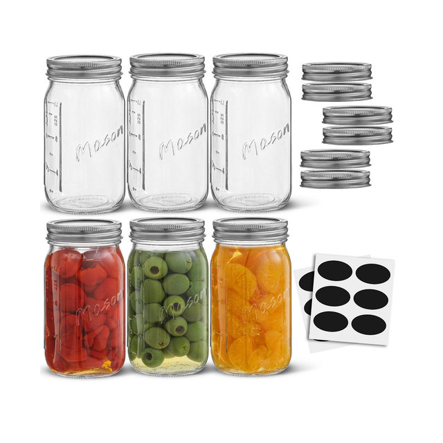 JoyJolt Regular Set of 6 Mason Jars with Airtight Lids