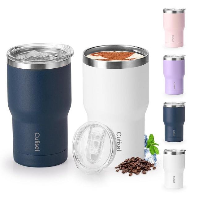Cutiset 12oz Coffee Tumbler, 2 Pack Insulated Tumblers Bulk,Dishwasher Safe, Iced/Thermo Coffee Mug Cup Gifts for Women Men Couples Car Party Office