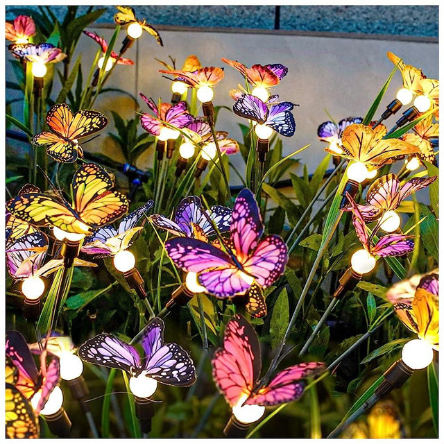 TONULAX Solar Garden Lights - Newest Swaying Butterfly Light, Swaying in The Wind, Solar Outdoor Lights, Yard Patio Pathway Decoration, High Flexibility Iron Wire & Realistic Butterflies(4 Pack)