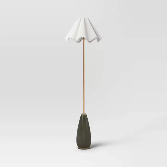 Wavy Shade Collection with Ceramic Base Floor Lamp Green - Threshold™