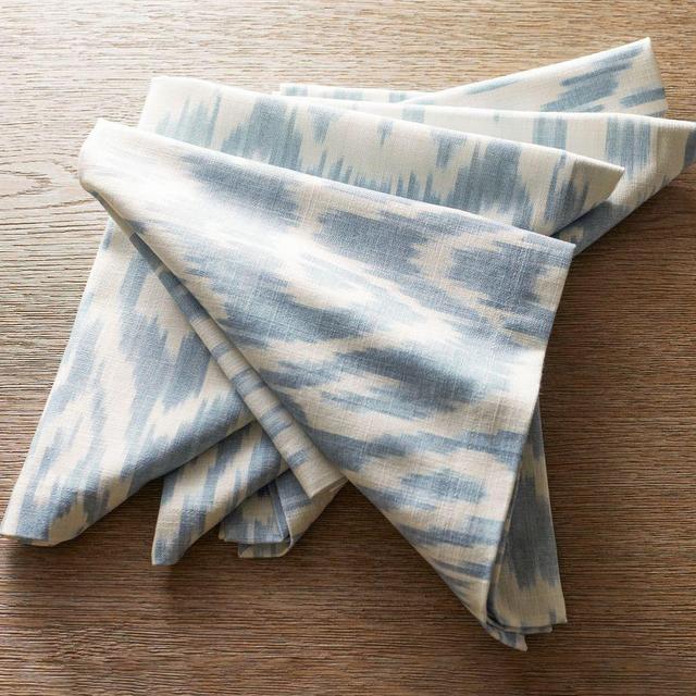 Ava Ikat Napkins, Set of 4 - Chambray Blue