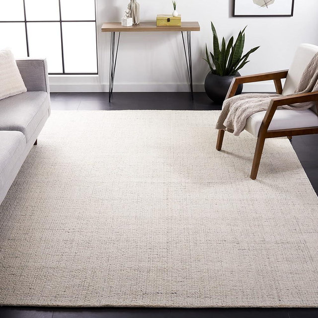 SAFAVIEH Area Rug 8x10 - Abstract Collection - Large - Ivory & Light Grey, Handmade Wool, Ideal for Living Room, Bedroom, Office, Dining Space (ABT468K)