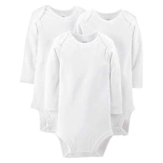 Baby 3pk Long Sleeve Bodysuit - Just One You™ Made by Carter's® White