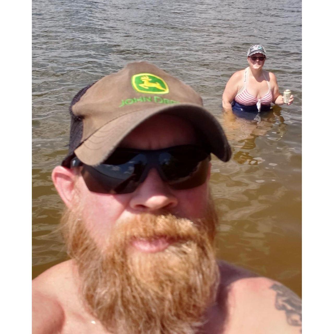 Taking a break from kayaking at Sharron Harris