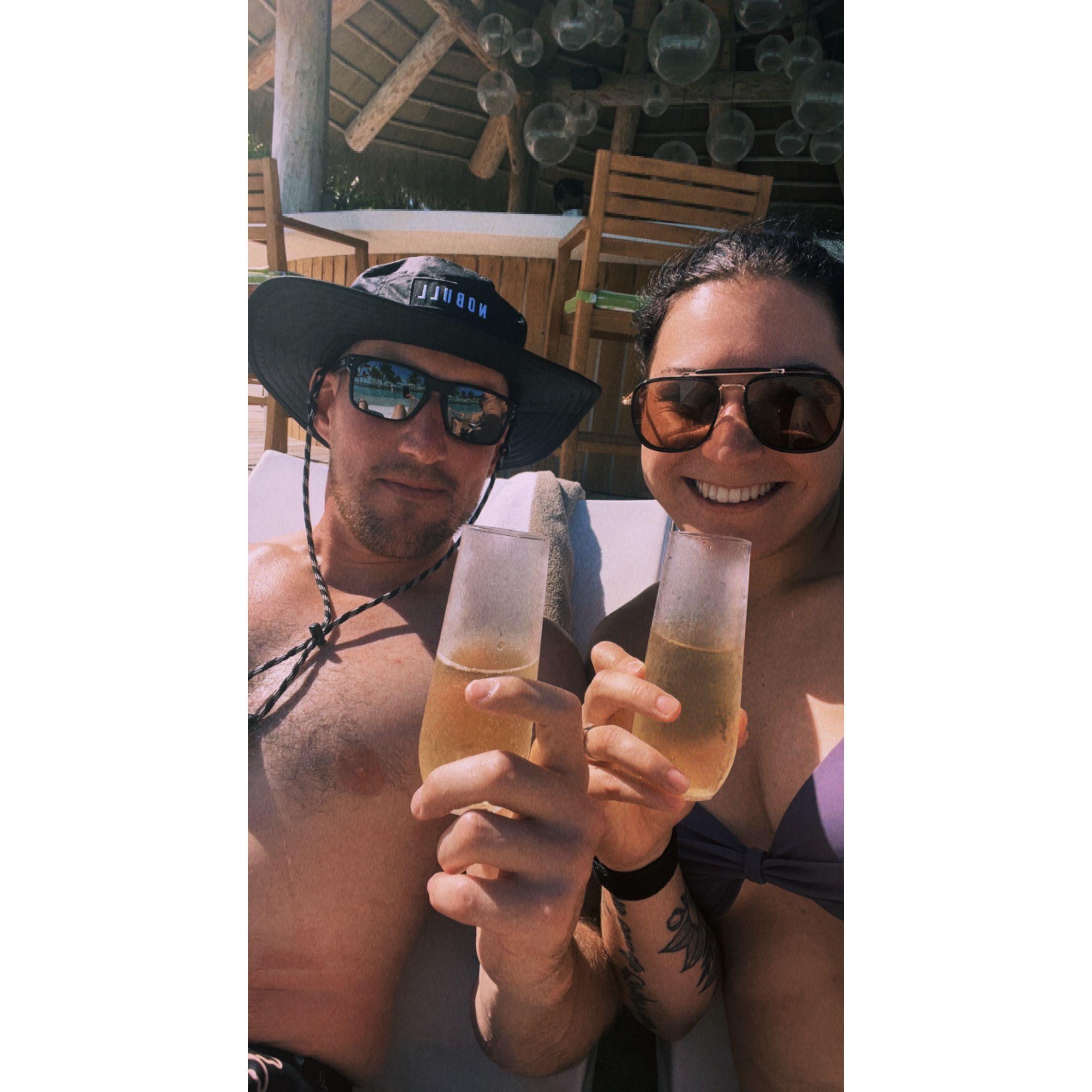 The champagne given to us by the Cocoa Key bartenders right after the proposal.