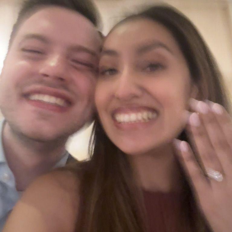 First selfie we took after getting engaged!