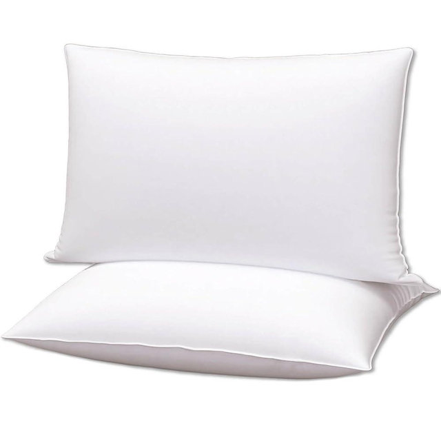 Gooeb Flat Ultra Thin Bed Pillows Standard Size Pillow Set of 2 Extra Soft Down Alternative for Stomach Back Sleeper White 20x26inches