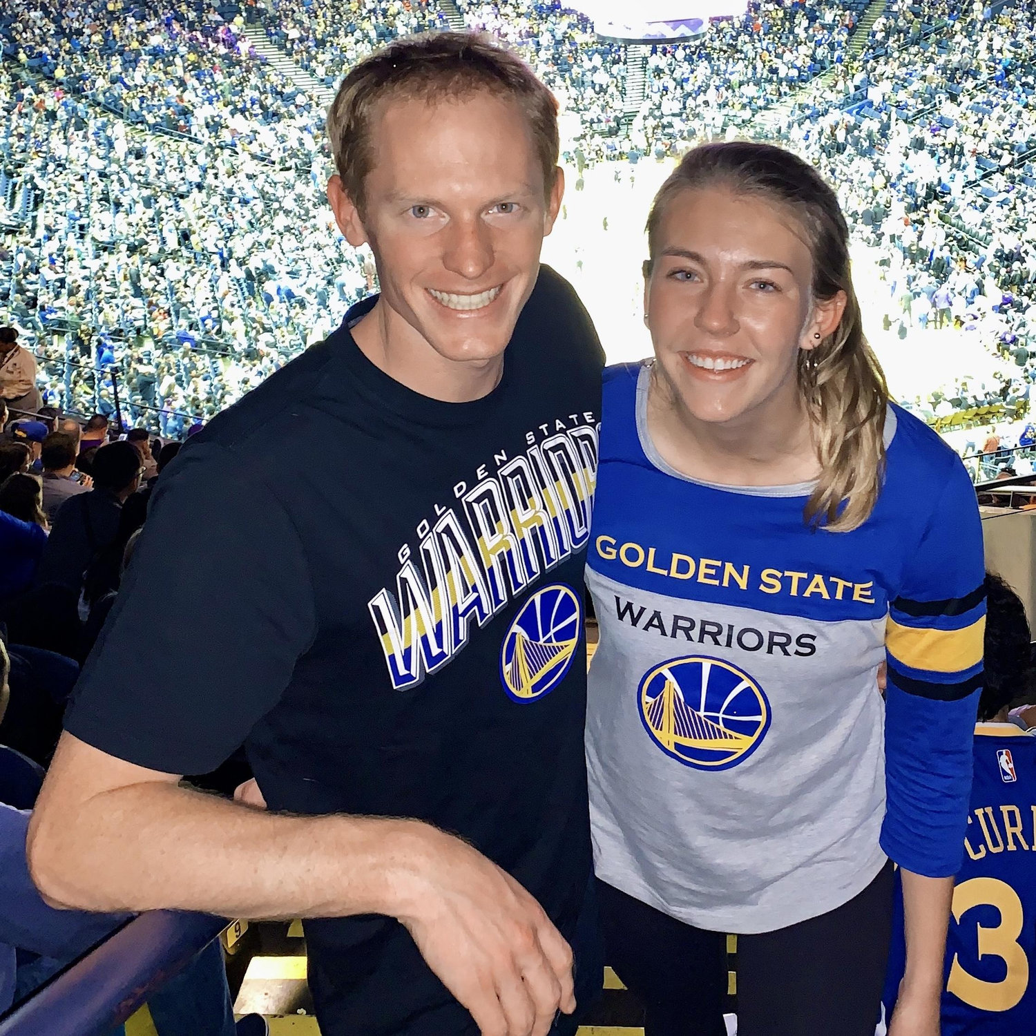 This was our first time seeing the Golden State Warriors live. We could only afford nosebleed seats (literally the last row), but we had the best time!