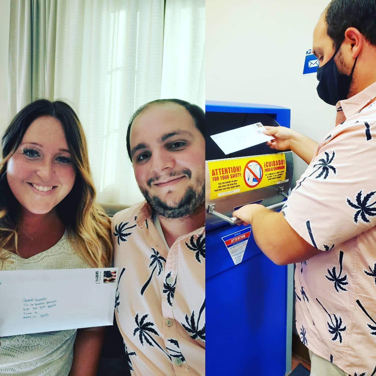 Sending our marriage license in