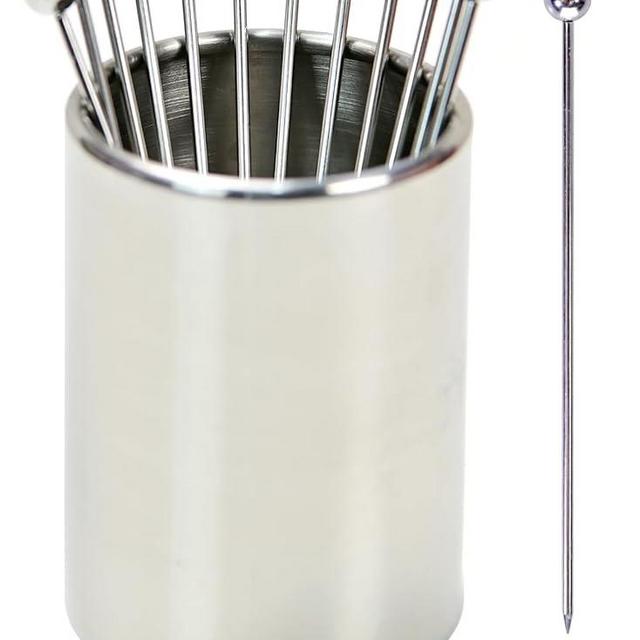 Lexenic 4.3" Metal Cocktail Picks 12Pack+Holder Kit,Premium 304 Stainless Steel Reusable Appetizer Skewers Set for Sandwiches, BBQ Snacks, Cocktails. (4.3 inch)