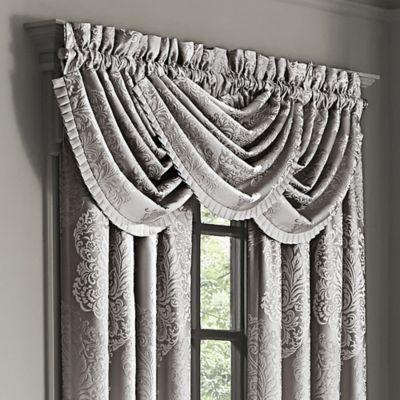 J. Queen New York™ La Scala Rod Pocket Waterfall Window Valance in Silver