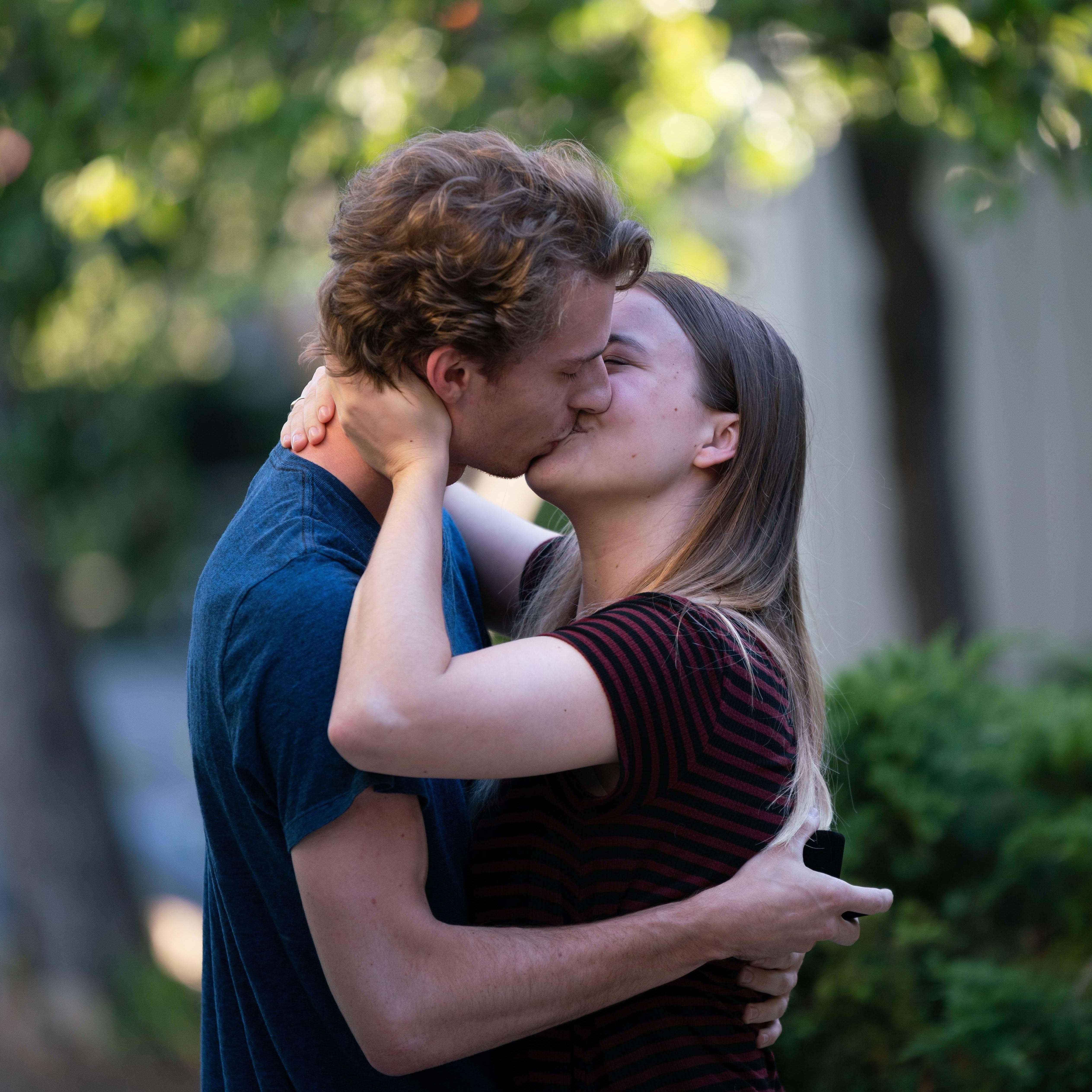 First kiss as an engaged couple!