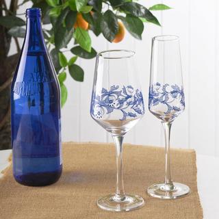 Blue Italian Champagne Flute, Set Of 4