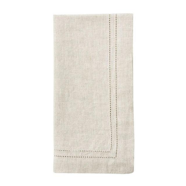Double Hemstitch Linen Napkins, Set of 4 - Flax