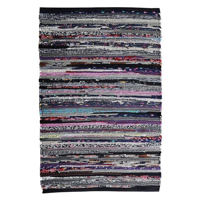 Cotton Hoisery Dark Multi Chindi Area Rugs, 24x36 inch, Dark Multi Color, Indoor/Outdoor, Living Room, Machine Washable, Hand Woven, Kitchen Entryway