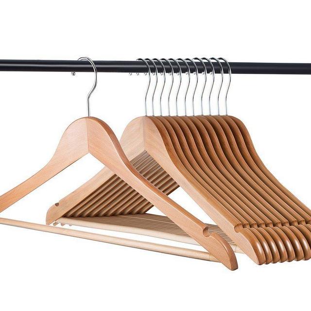 Home-it (20 Pack Natural Wood Solid Wood Clothes Hangers, Coat Hanger Wooden Hangers