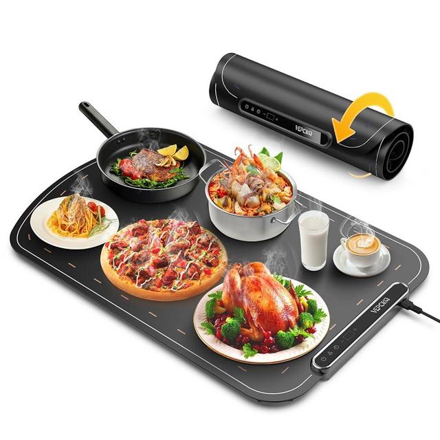 Food Warming Mat for Buffet, VEPOKA Food Warming Mats for Countertop, Silicone Heating Mat with 7 Temperature Levels& Auto Shut-Off, Food Warmers for Parties, Gatherings, Everyday Use