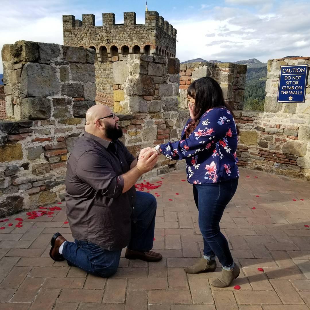 Jonathan proposed on February 20, 2018 at Castello di Amorosa in Napa Valley, CA.