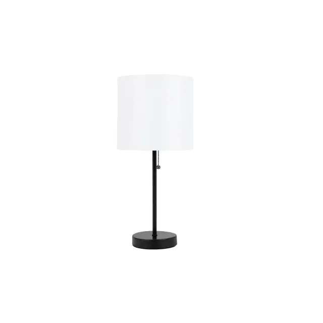 19" Metal Stick Table Lamp with Pull Chain Black - Cresswell Lighting: Modern Bedside & Nightstand Lighting, UL Listed