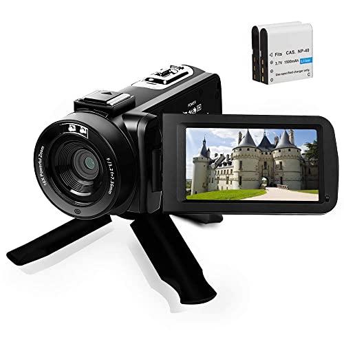 Full HD 1080P Video Camera Camcorder 16X Digital Zoom YouTube Camera   3.0'' Touch Screen Vlogging Video Recorder with Remote Control and Tripod, 2 Batteries