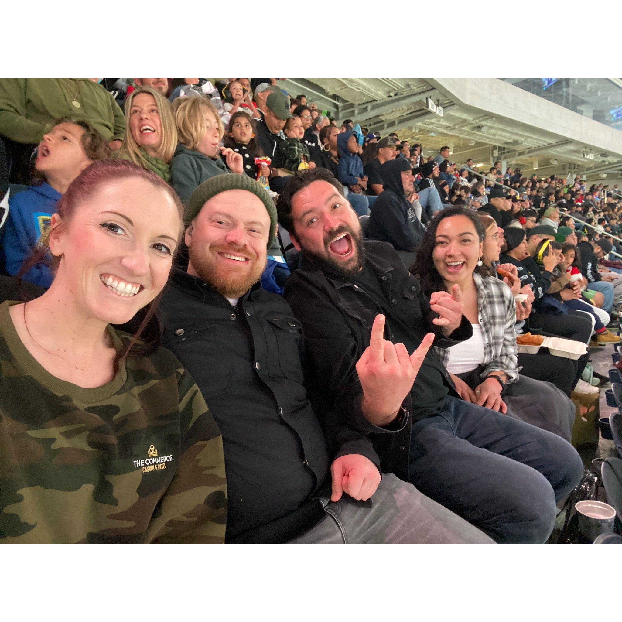 Monster trucks with Adam (groomsman) and Michelle!