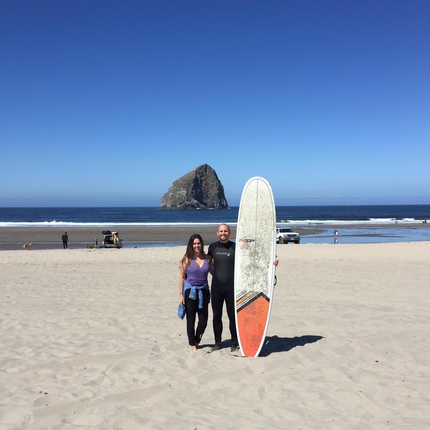 Surfing on the Oregon coast - at least for Jason...Erin didn't want to ruin her hair! - July 2018
