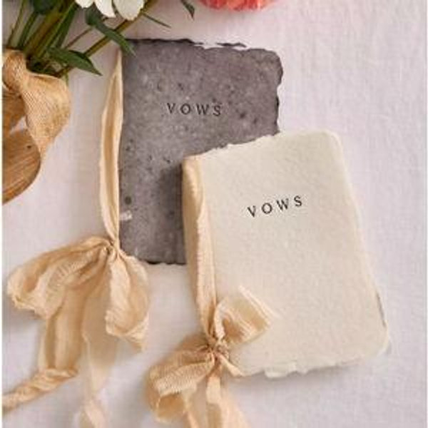 Letterpress Black + White Wedding Vow Books, Set of 2