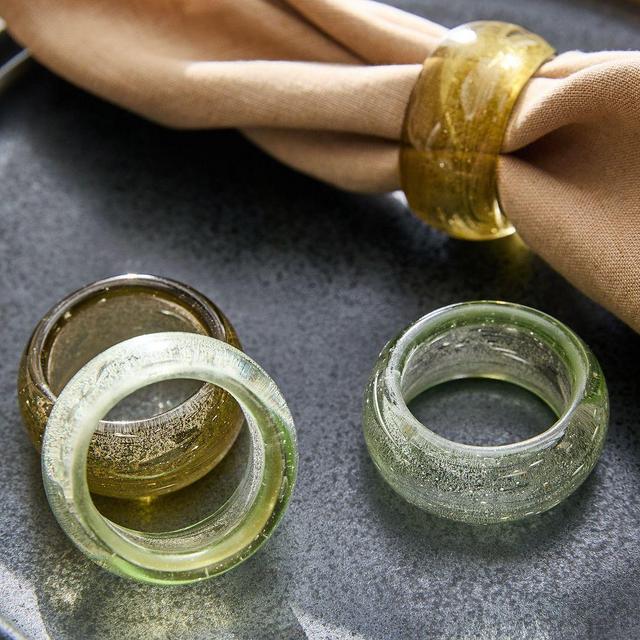 Glass Napkin Rings, Cool Multi, Set of 4