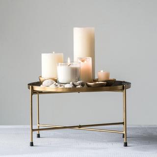 Enameled Tray with Folding Brass Stand