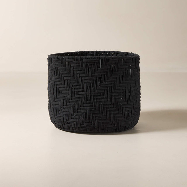 Rowen Handwoven Round Black Cotton Storage Basket Large