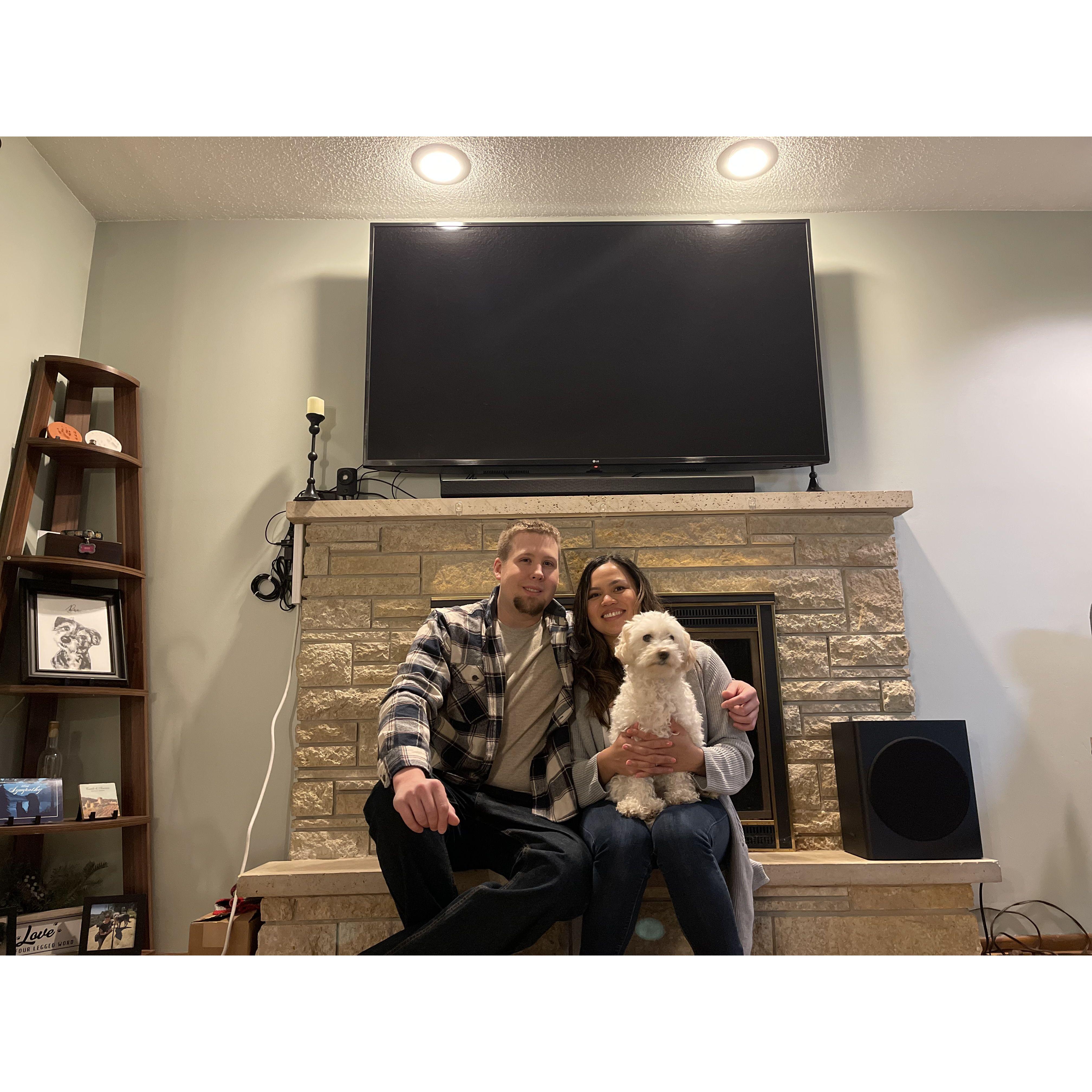 With our dog, Lily.