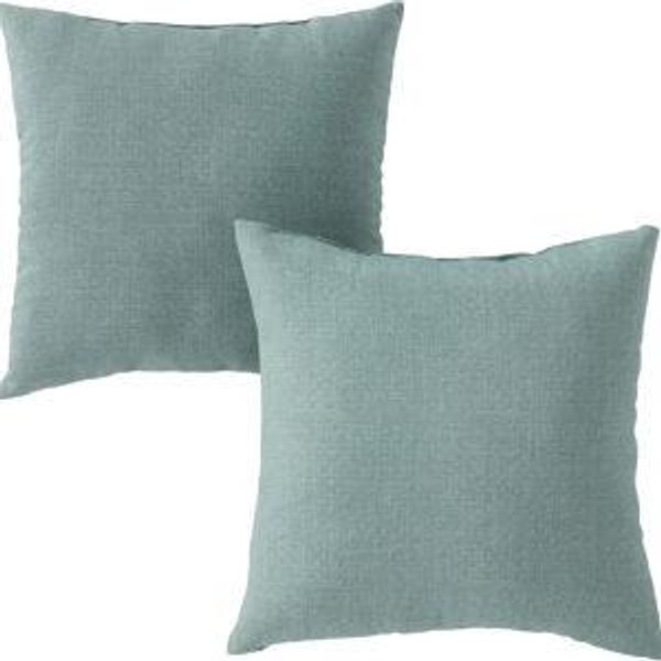Set of 2 Outdoor Throw Pillows 17 x 17 Inch – Reversible Square Patio Accent Pillows – Weather-Resistant Polyester Fabric – Eco-Friendly Recycled Polyfiber Fill, Seaglass