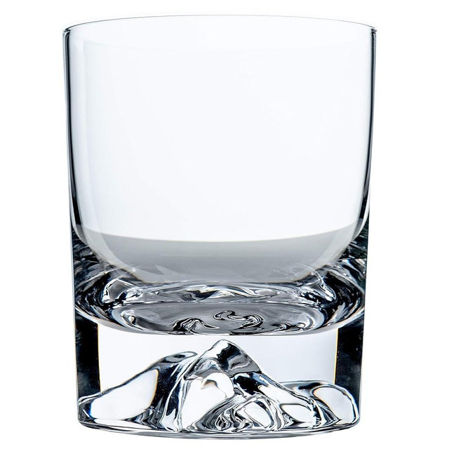 Amehla "Foundation Crystal Rocks Glasses - 10oz Whiskey Glasses with Mountains Heavy Weighted Base, Mountain Whiskey Glass for Bourbon - Elegant 10oz Cocktail Glass Set of 2