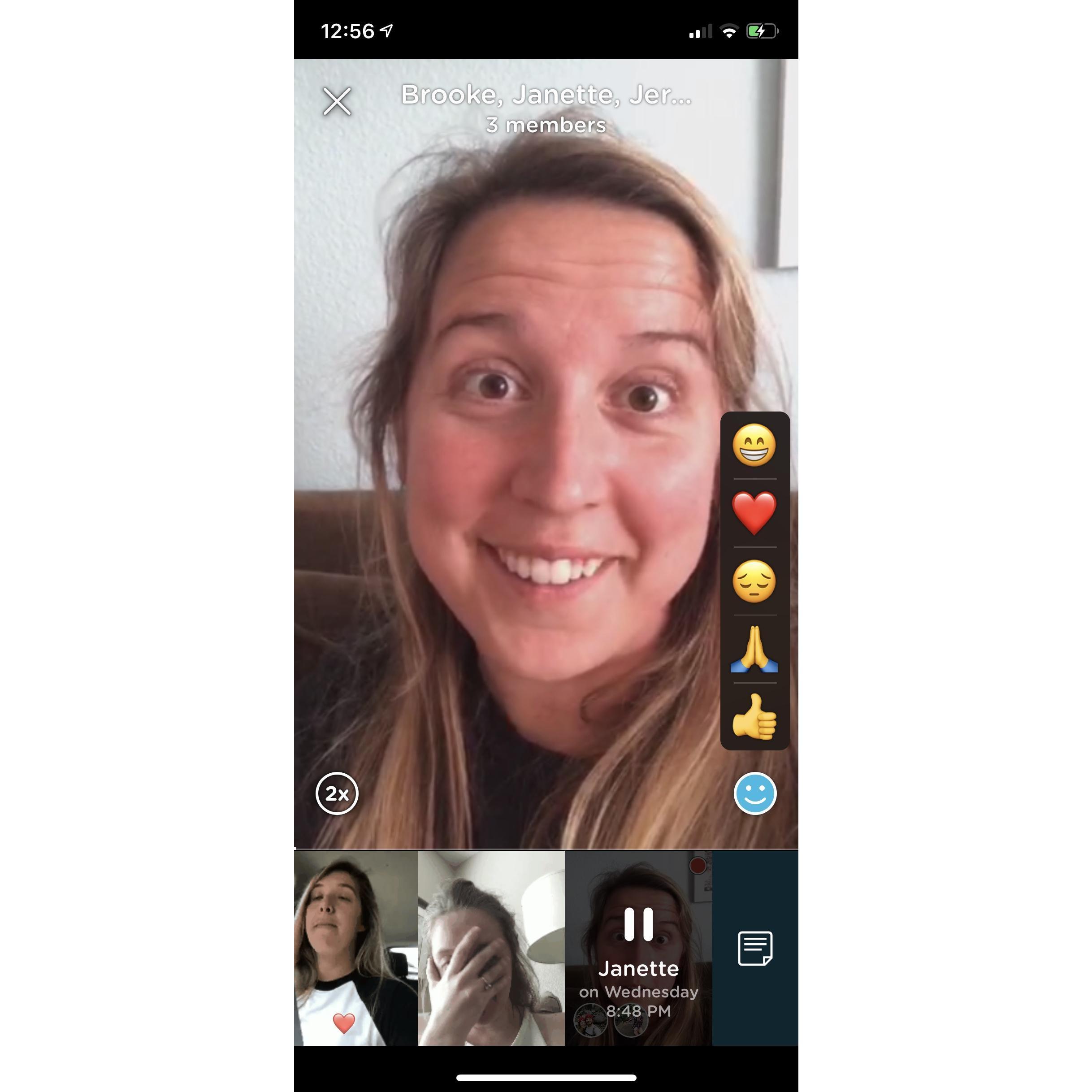 A screen shot of Netty and Brooke replying back on Marco Polo after Jerah told them Daniel said I love you. April 2nd:)