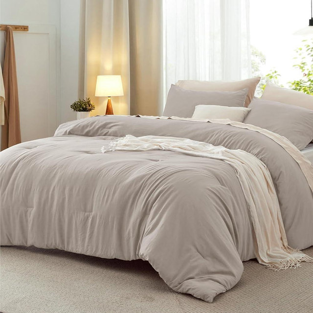 Bedsure California King Size Comforter Set, Linen Soft Prewashed Bedding for All Seasons, 3 Pieces GentleSoft™ Down Alternative Bed Set, 1 Lightweight Comforter (104"x96") and 2 Pillowcases (20"x36")