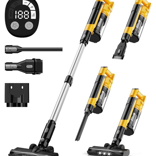 350W Cordless Vacuum Cleaner for Dewalt 20v Battery, 35kPa Brushless Lightweight Stick Vacuum with 3 Mode Suction, 6 in 1 Stick Vacuum Cleaner with HEPA for Floor, Carpet, Car (Battery Not Included)