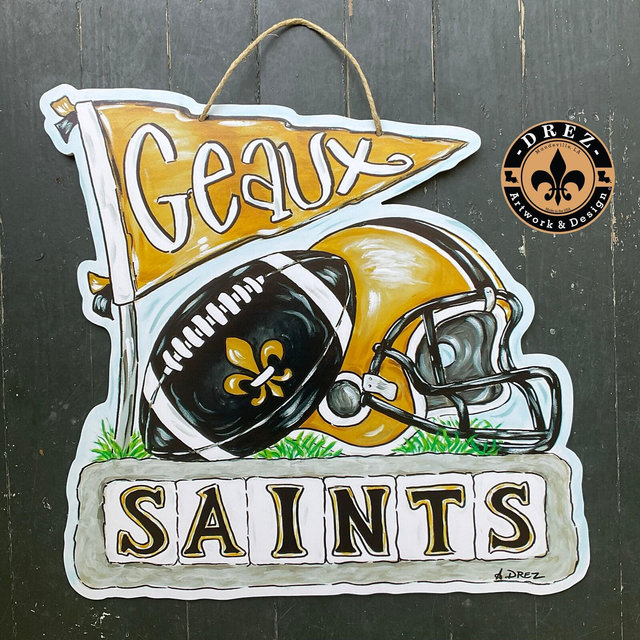 Saints Football Door Hanger, Louisiana NOLA Decor