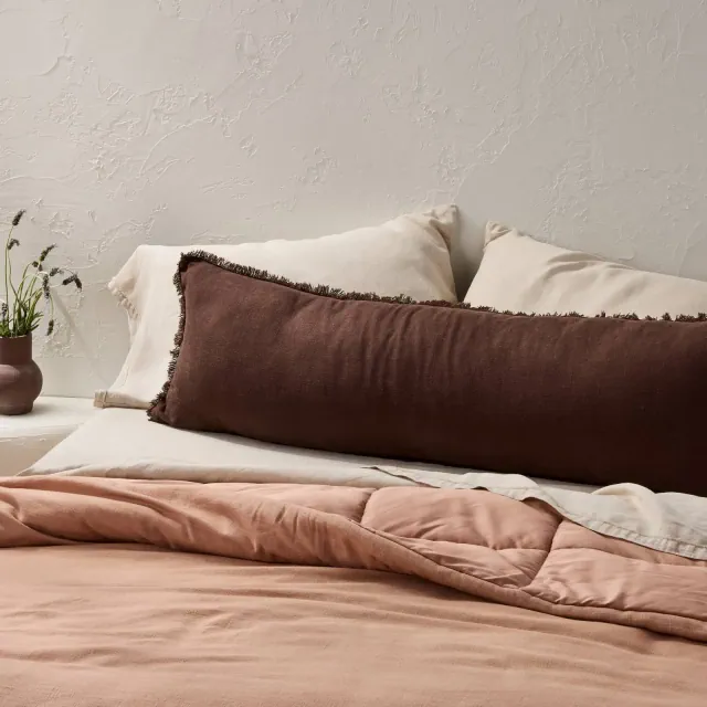 Lumbar Heavyweight Linen Blend Throw Decorative Pillow Dark Fig - Casaluna™