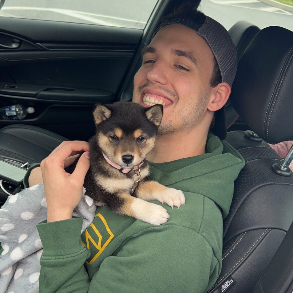 Aria on her car ride home!
